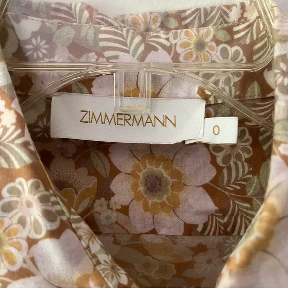 ZIMMERMANN Floral Puff Sleeve Button Down Shirt 0 - Picture 3 of 7